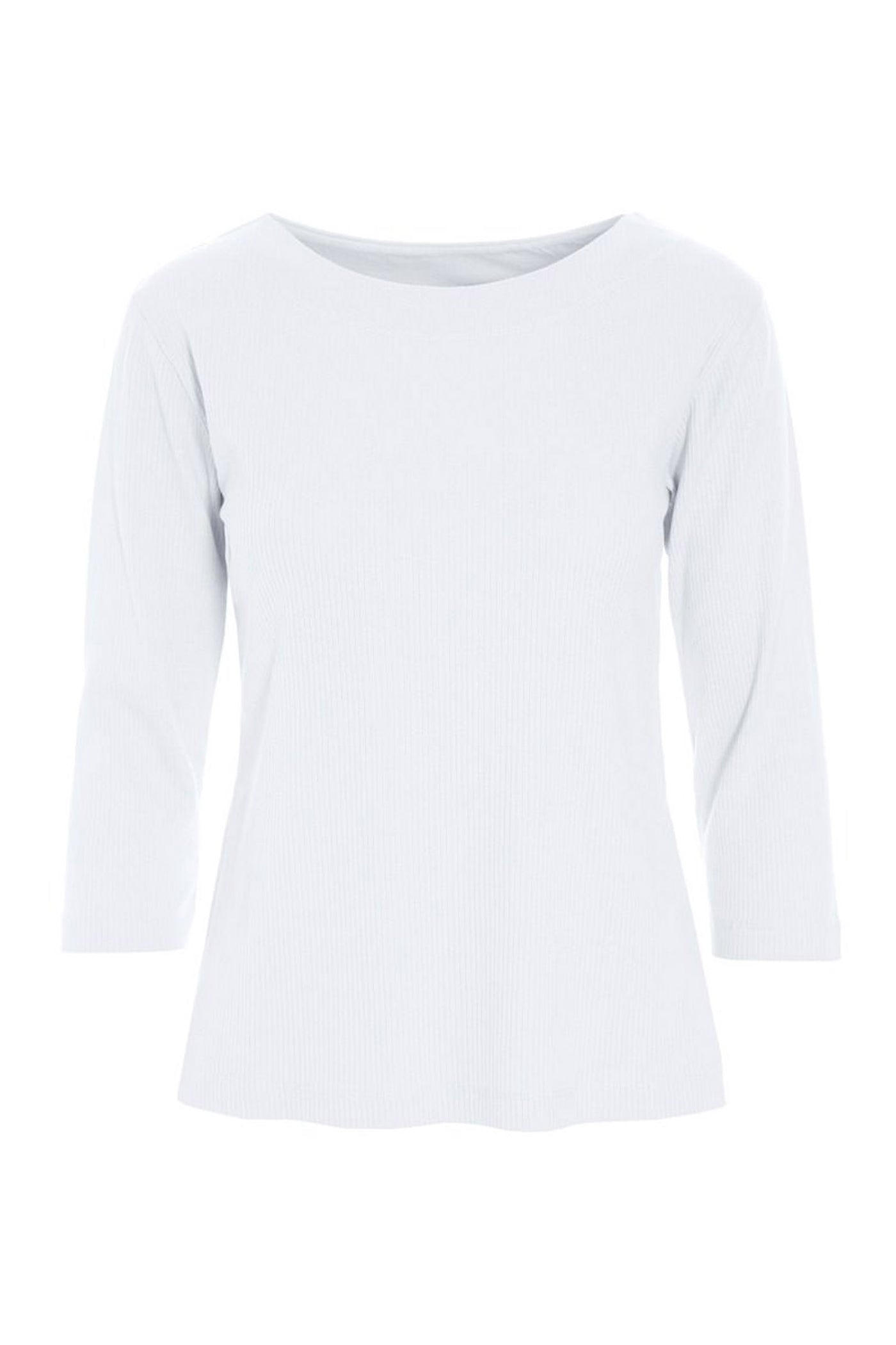 Naibu rib bluse med 3/4 Ærme White - 261-4079-5085