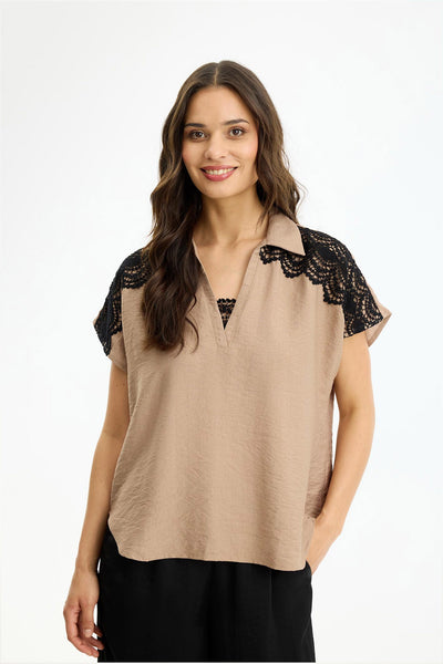 Nala blouse Dark Sand - 17231 Thumbnail