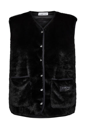 New Fur Tech Vest Black - HL10409