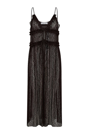 New Lace Tie Dress Mocca - HL10599