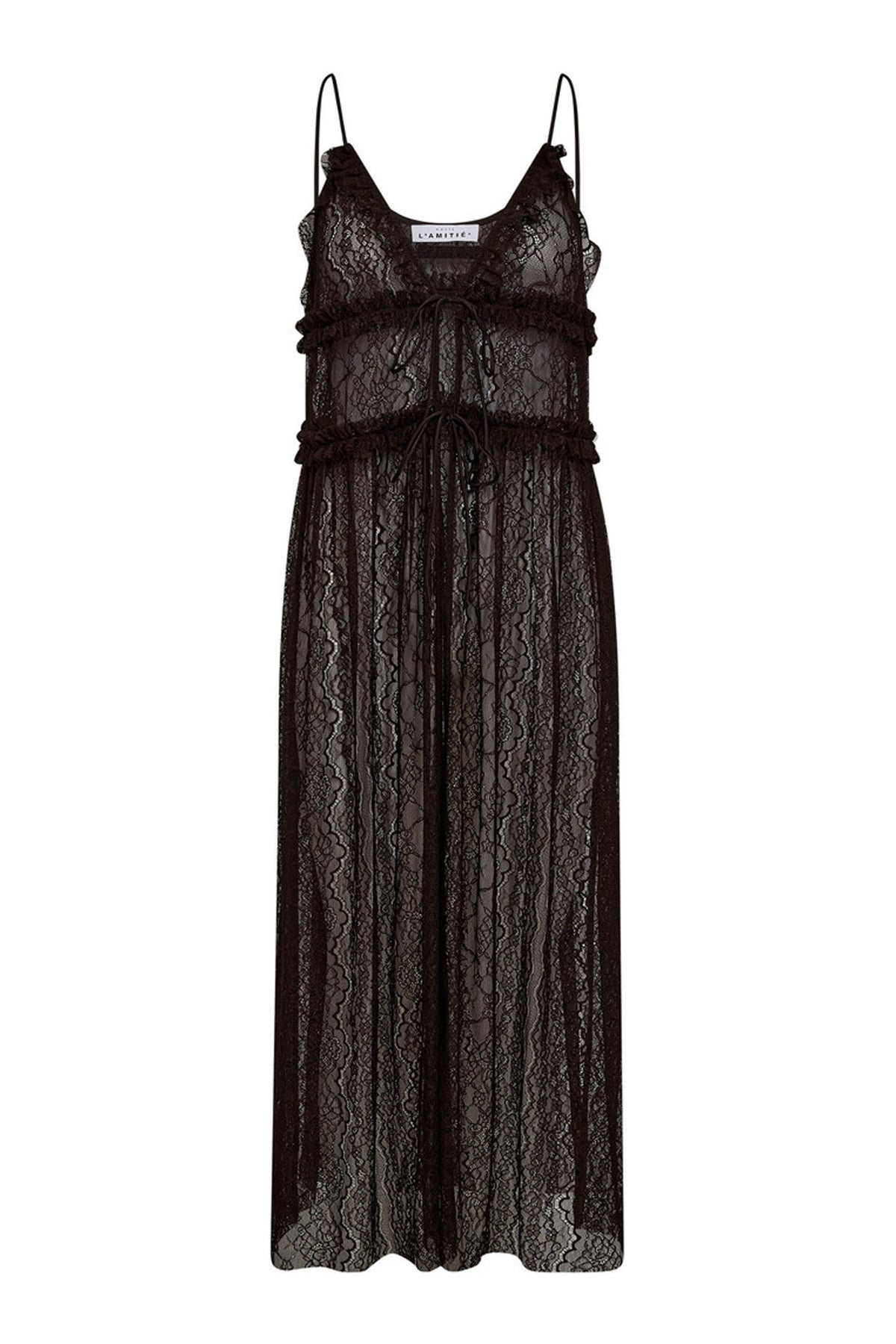 New Lace Tie Dress Mocca - HL10599