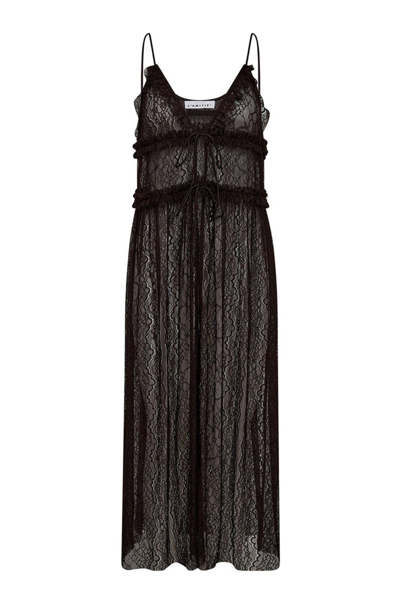 New Lace Tie Dress Mocca - HL10599