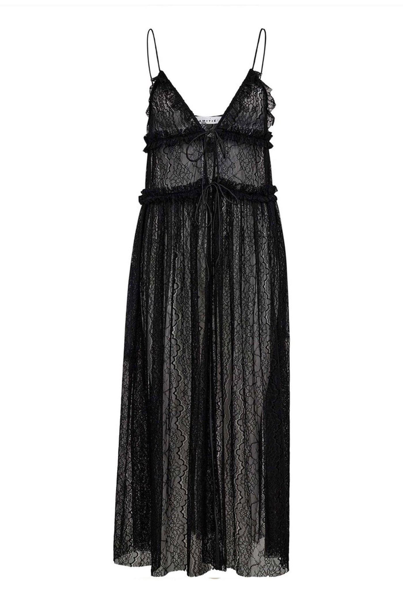New Lace Tie Dress Black - HL10599