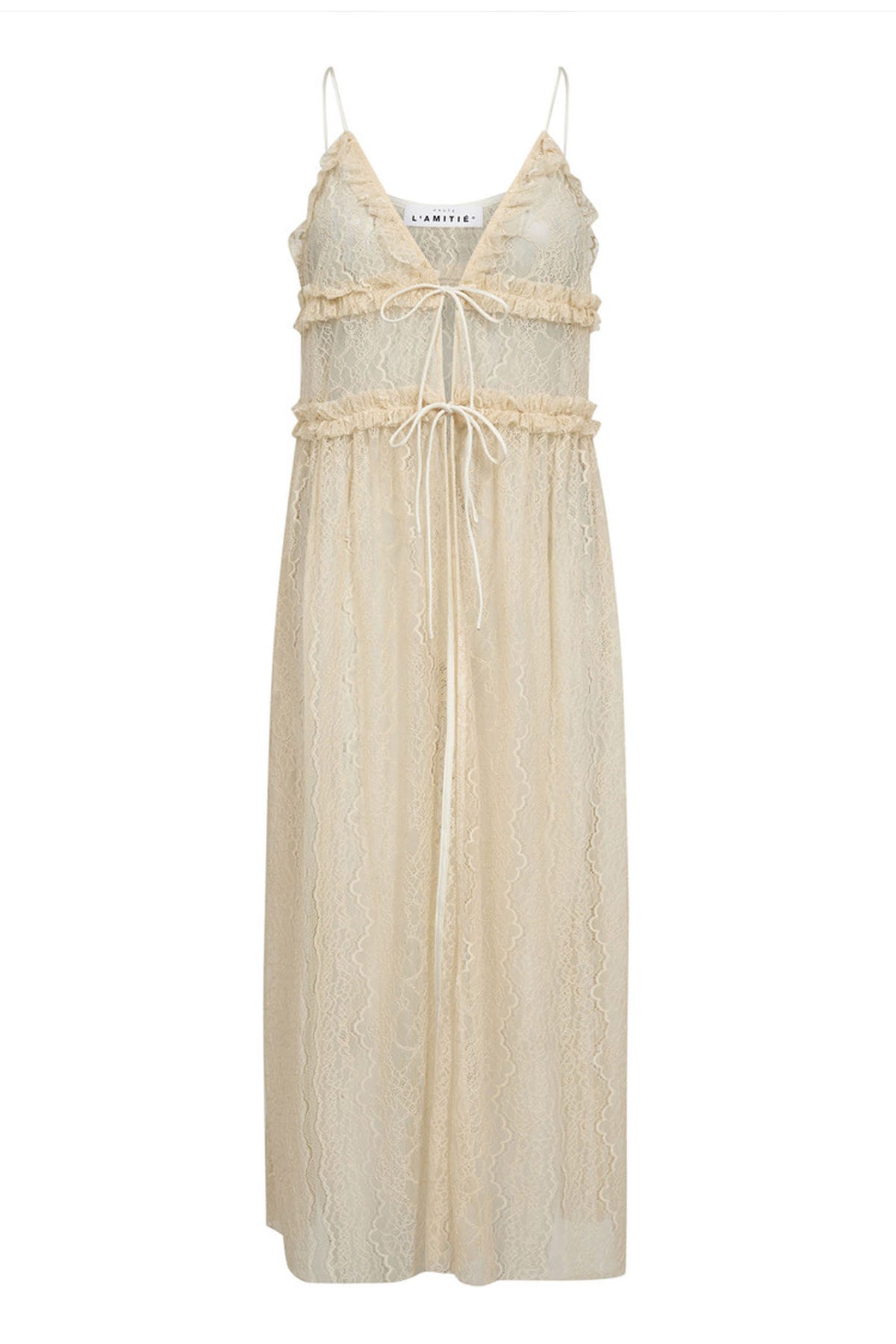 New Lace Tie Dress Seashell - HL10599