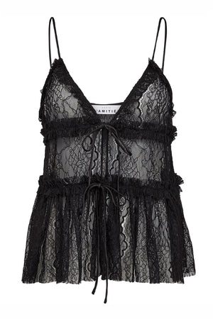 New Lace Tie Top Black - HL10538