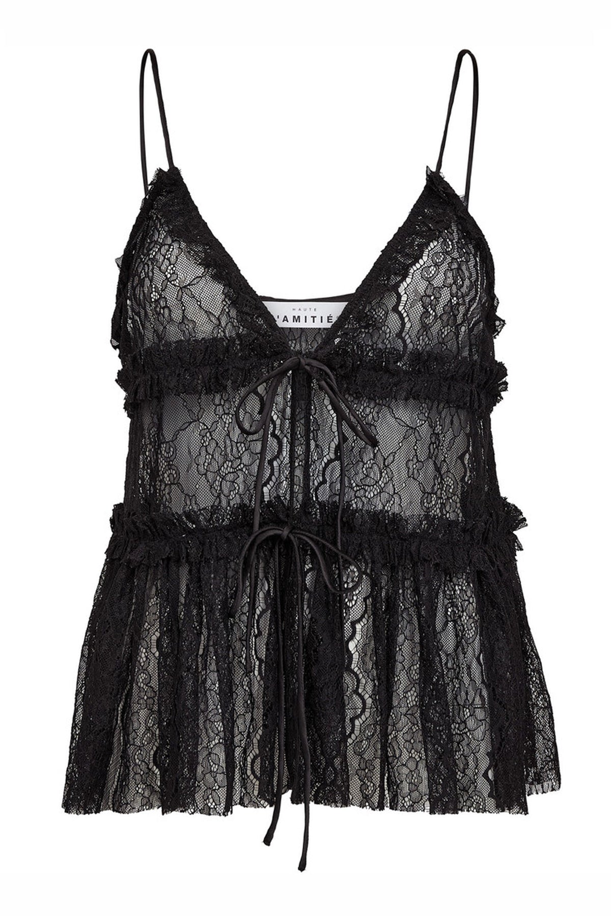 New Lace Tie Top Black - HL10538