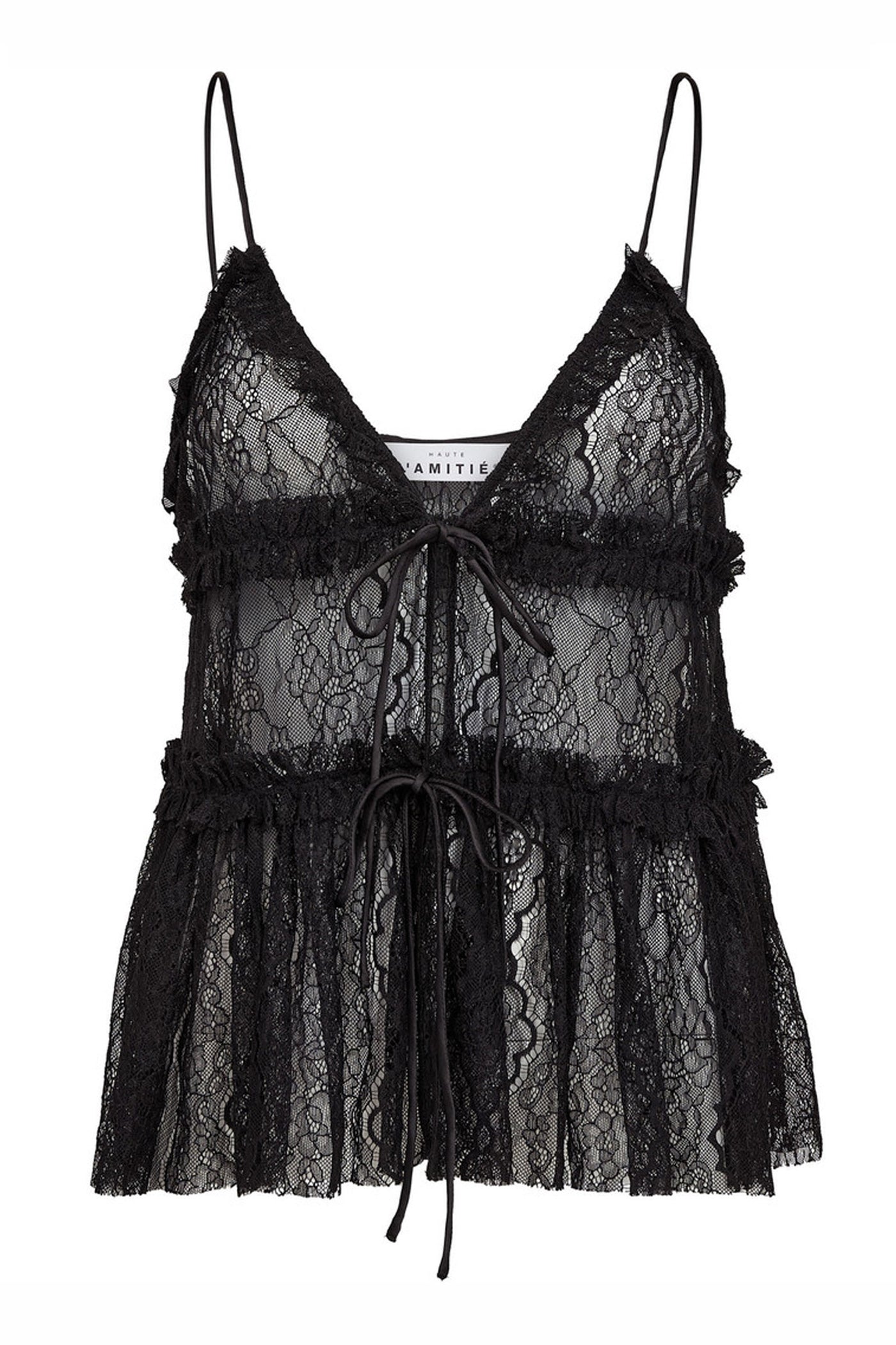 New Lace Tie Top Black - HL10538