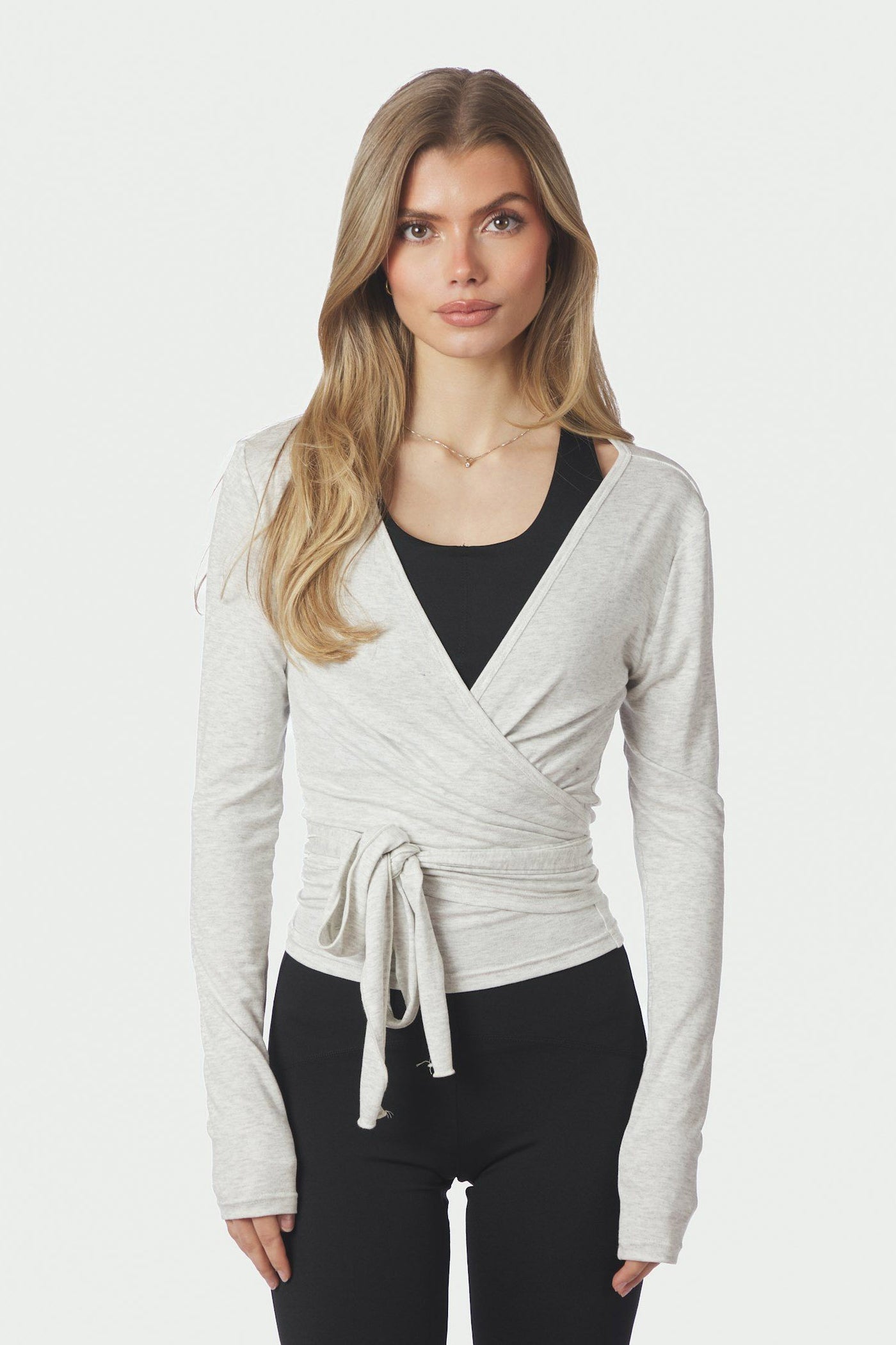 Nia Jersey Wrap Light Grey Melange - 165501
