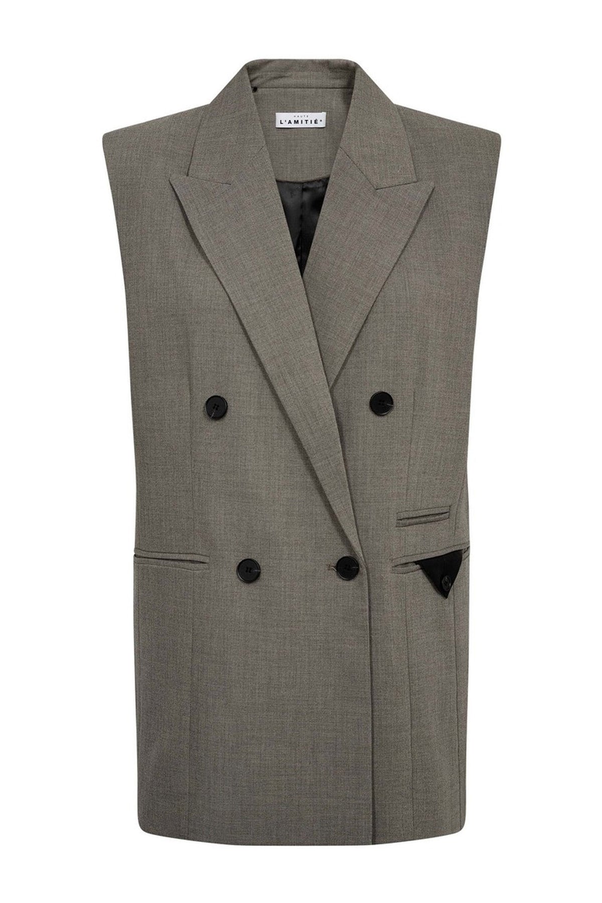 Nicole Triangle Tailor Vest Beige Melangé - HL10449