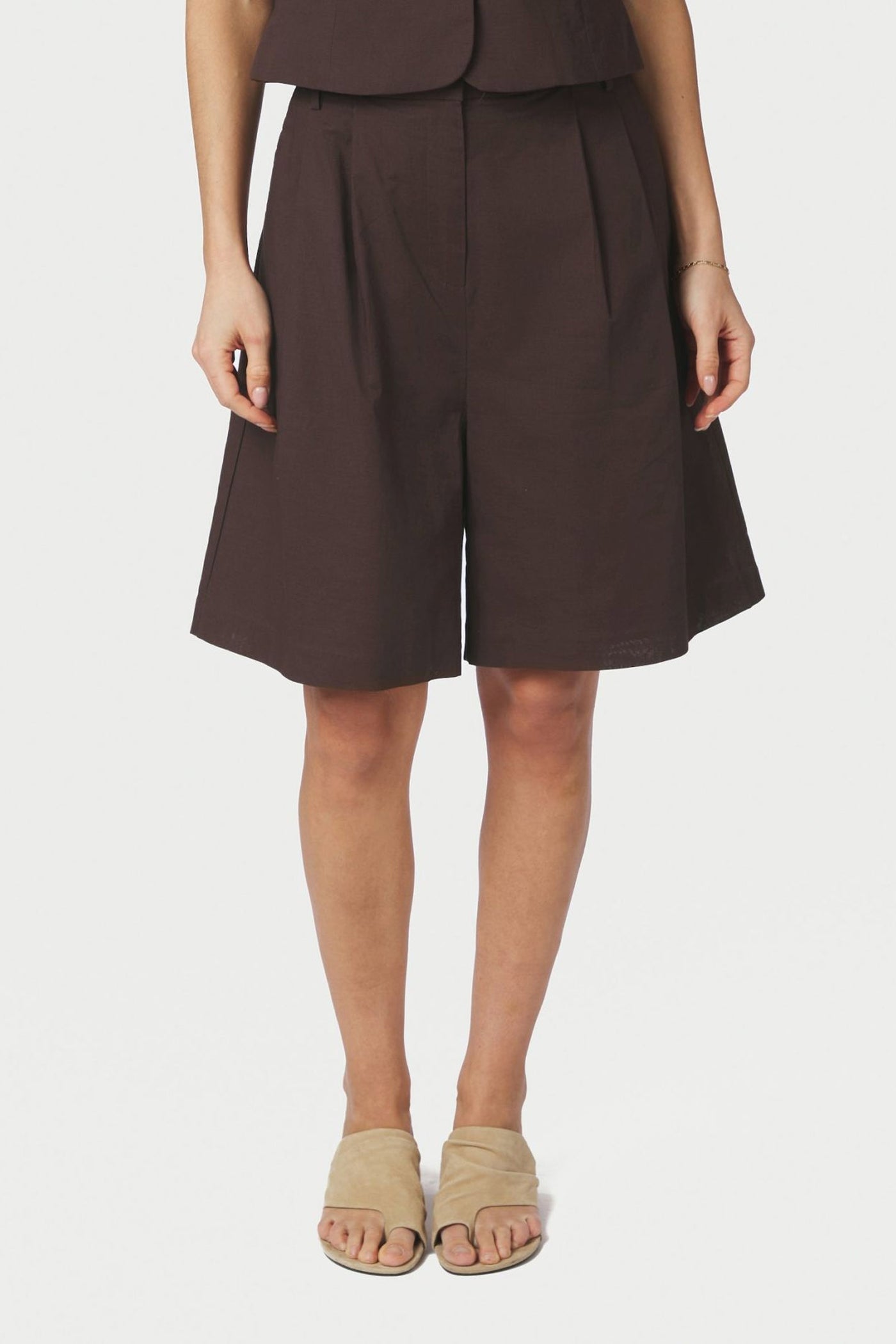 Nika Linen Shorts Dark brown - 168253