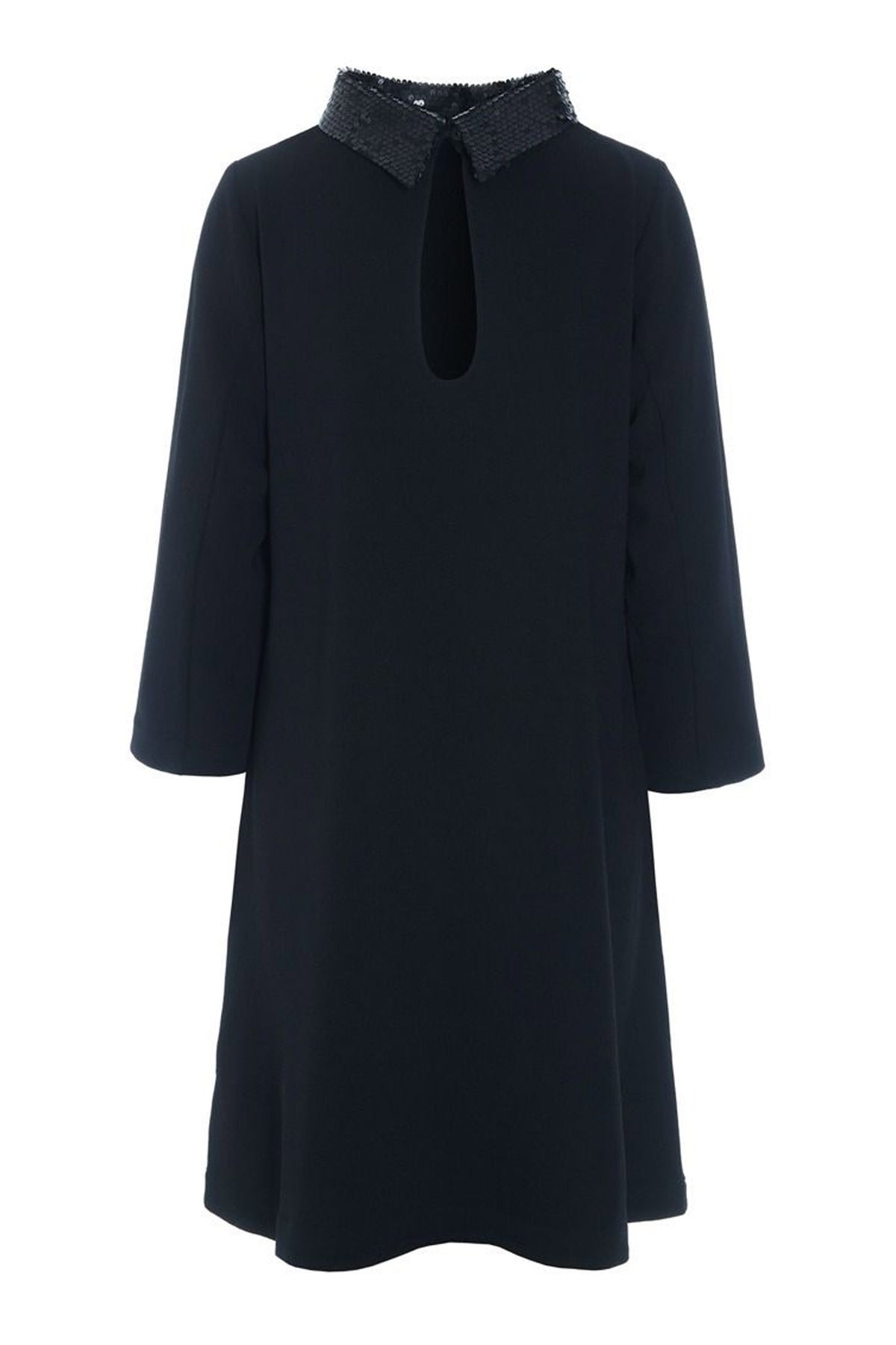 Nima crepe kjole med krave Black - 259-2453-5487