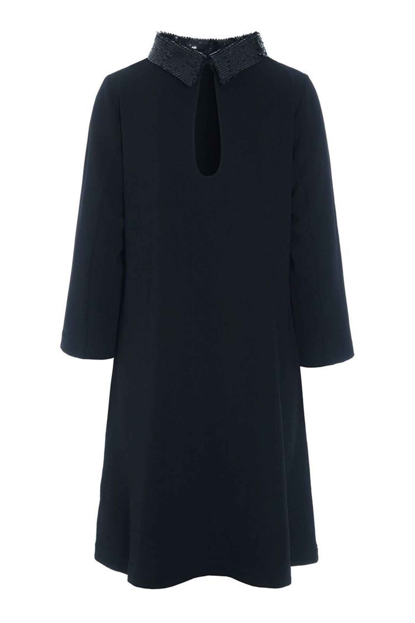 Nima crepe kjole med krave Black - 259-2453-5487
