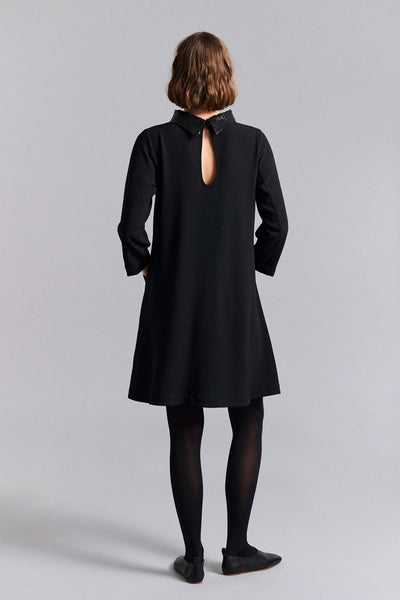 Nima crepe kjole med krave Black - 259-2453-5487 Thumbnail