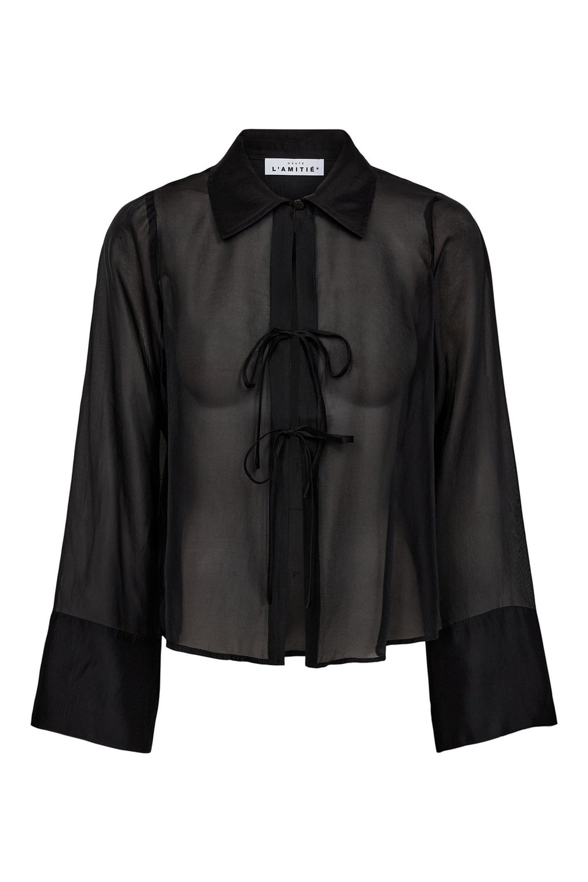 Nimba Organza Tie Shirt Black - HL10376