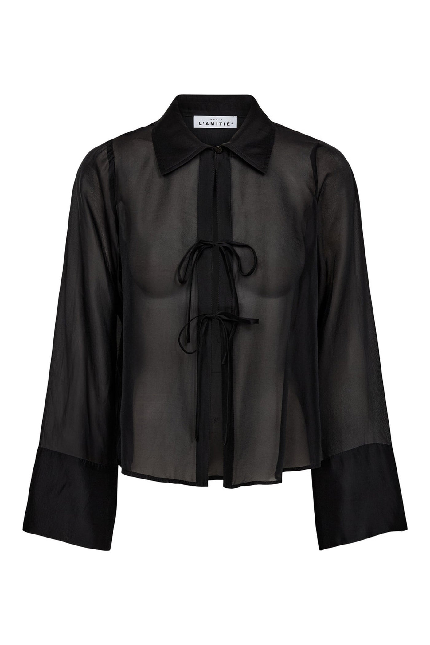 Nimba Organza Tie Shirt Black - HL10376