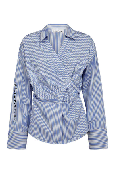 Nina Strap Shirt Pale Blue Stripe - HL10795 Thumbnail