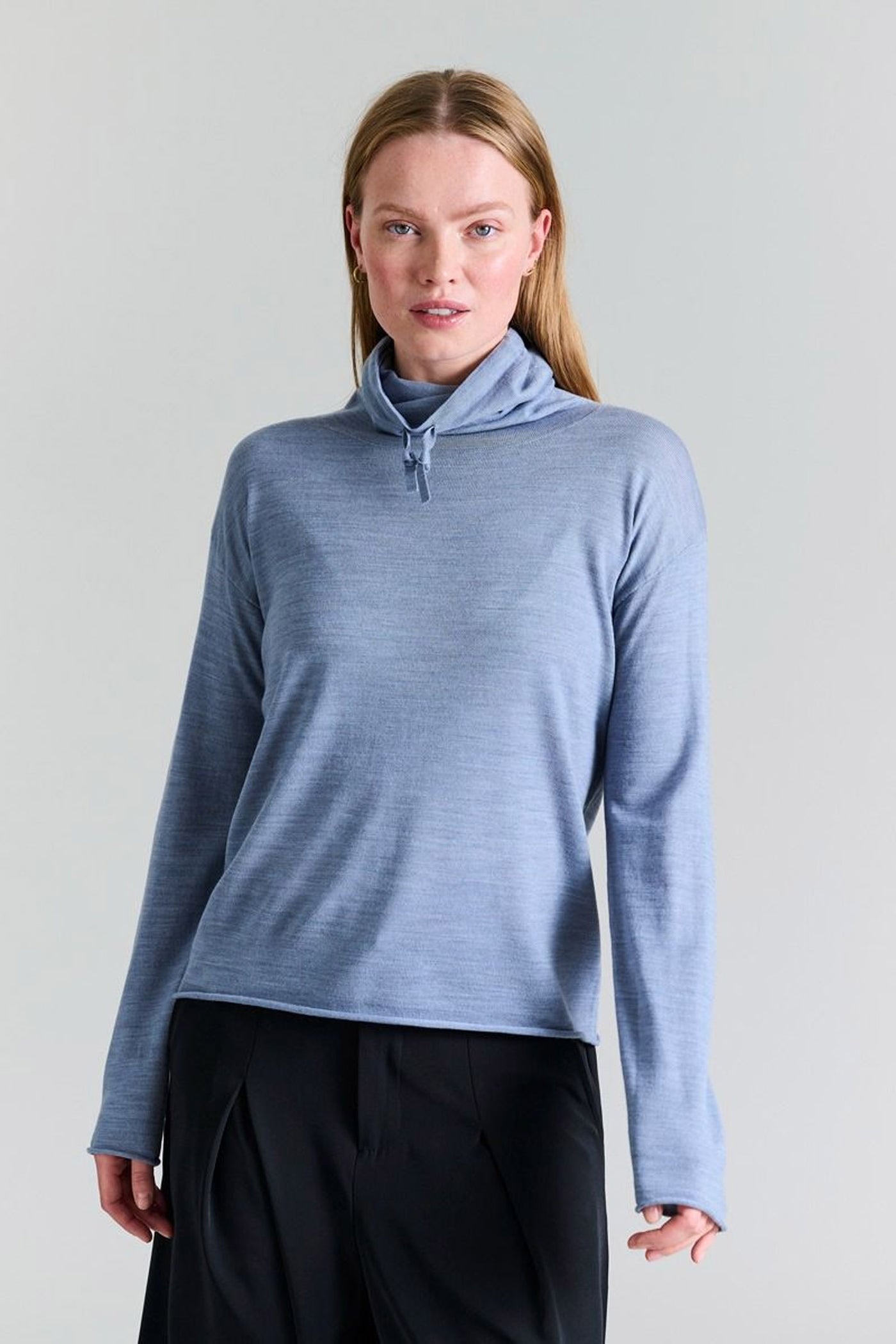 Nisu højhalset bluse Steel Blue - 257-1076-5450