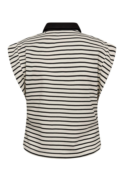 NormaCC Stripe Polo Top 96-Black - 43024 Thumbnail