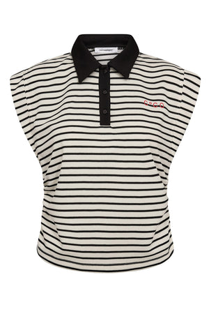 NormaCC Stripe Polo Top 96-Black - 43024