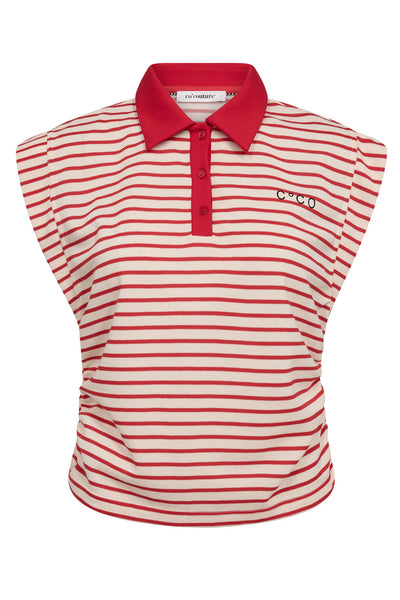 NormaCC Stripe Polo Top 66-Flame - 43024 Thumbnail