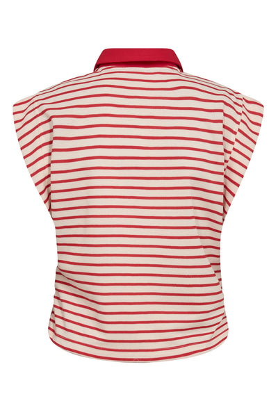 NormaCC Stripe Polo Top 66-Flame - 43024 Thumbnail