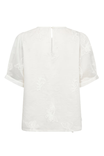 NovinCC Emb SS Blouse 11-Off white - 45188 Thumbnail