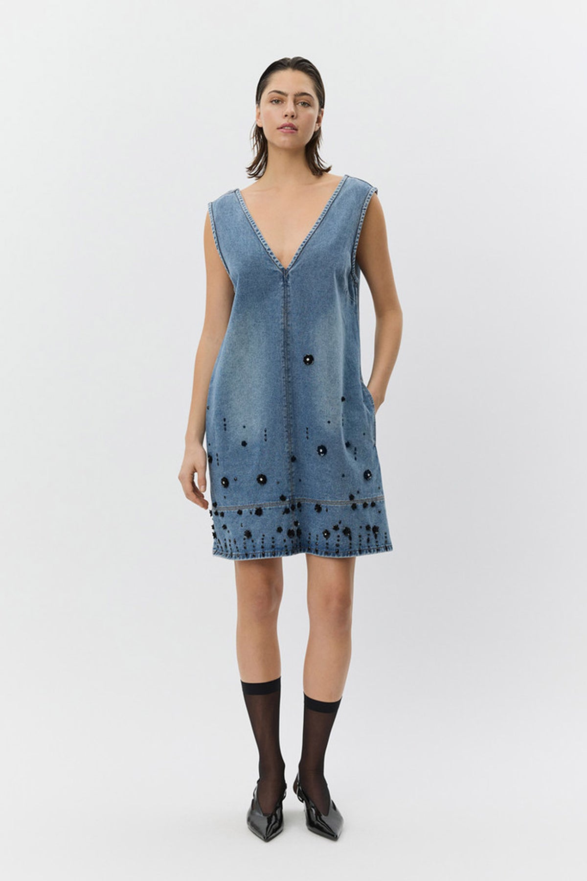 OLYMPESW SHORT DENIM DRESS 5002 Denim blue - S261321