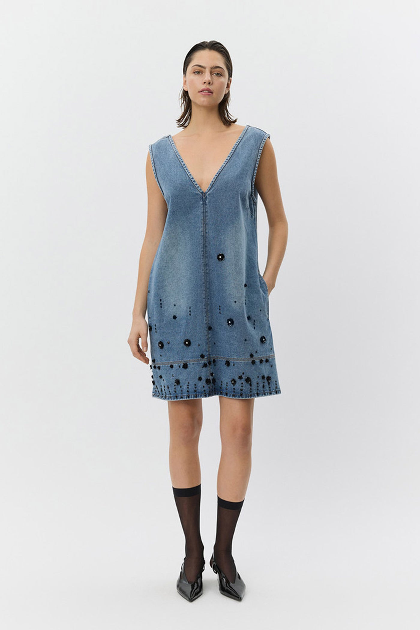 OLYMPESW SHORT DENIM DRESS 5002 Denim blue - S261321