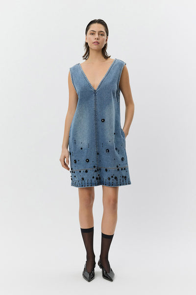 OLYMPESW SHORT DENIM DRESS 5002 Denim blue - S261321 Thumbnail