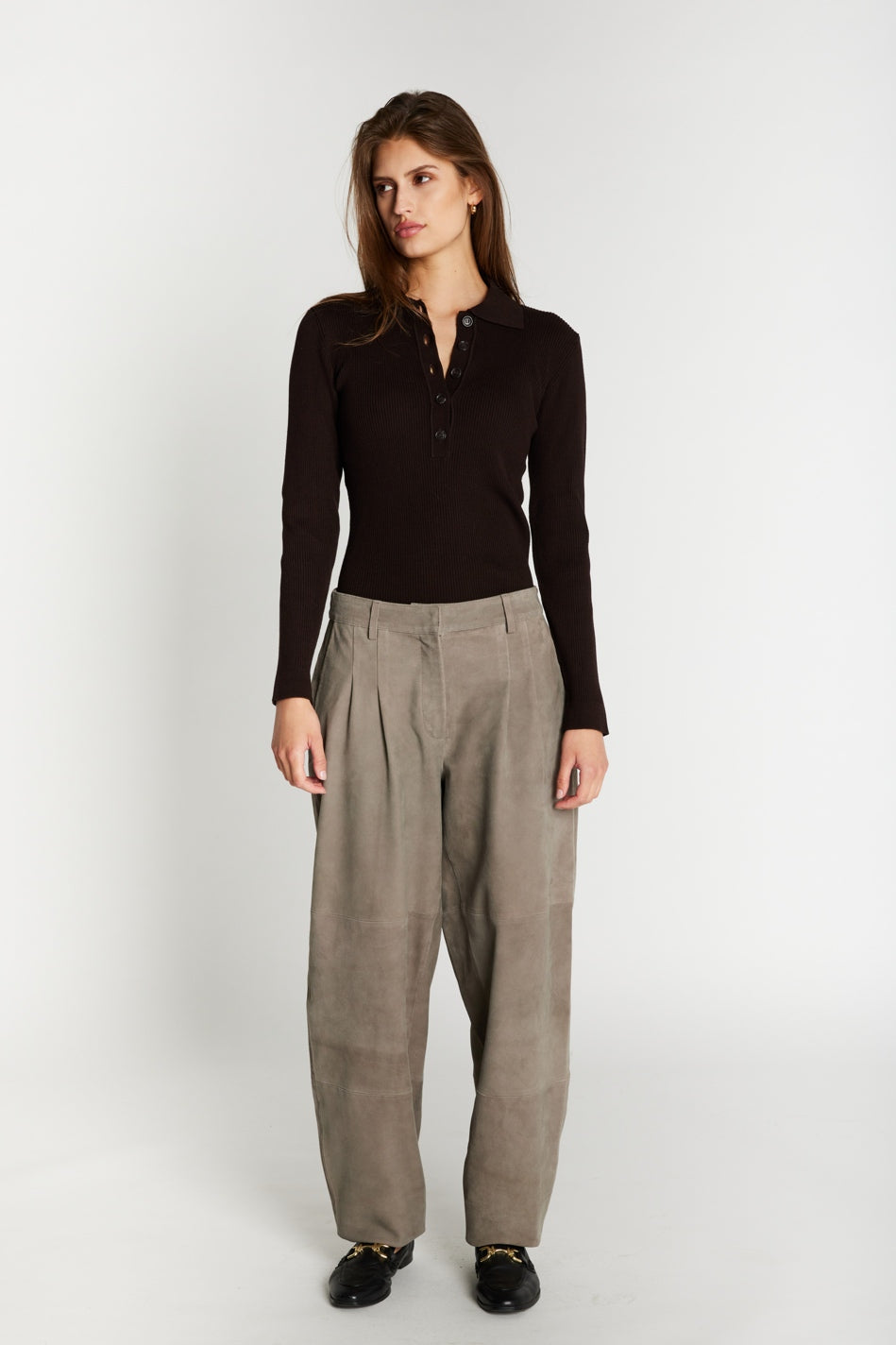 SuedaBBBarel suede pants Taupe Grey - BBW5196