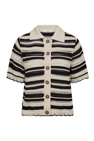OdetteCC Stripe SS Cardigan 1196-OffWhite-B - 42017