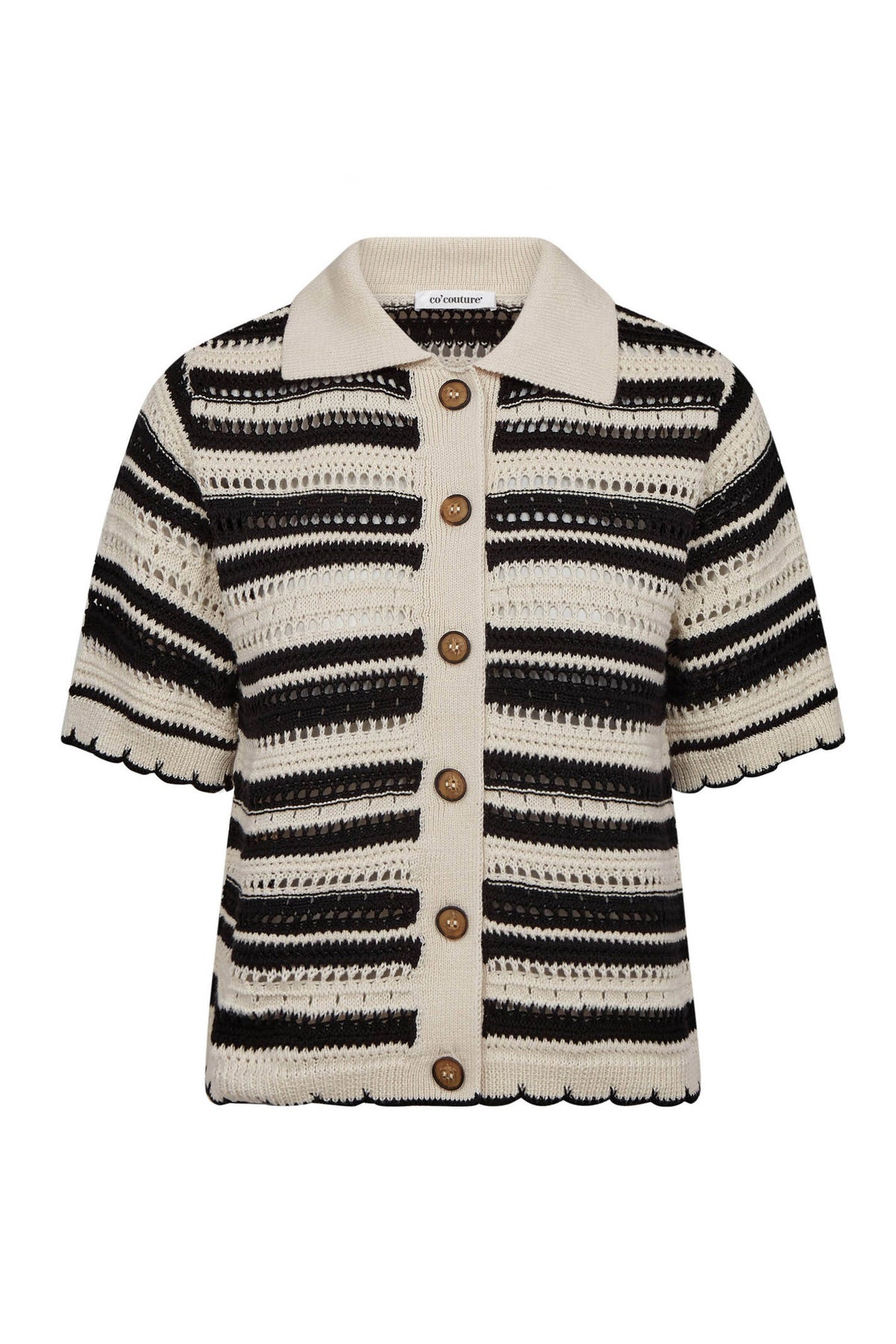 OdetteCC Stripe SS Cardigan 1196-OffWhite-B - 42017