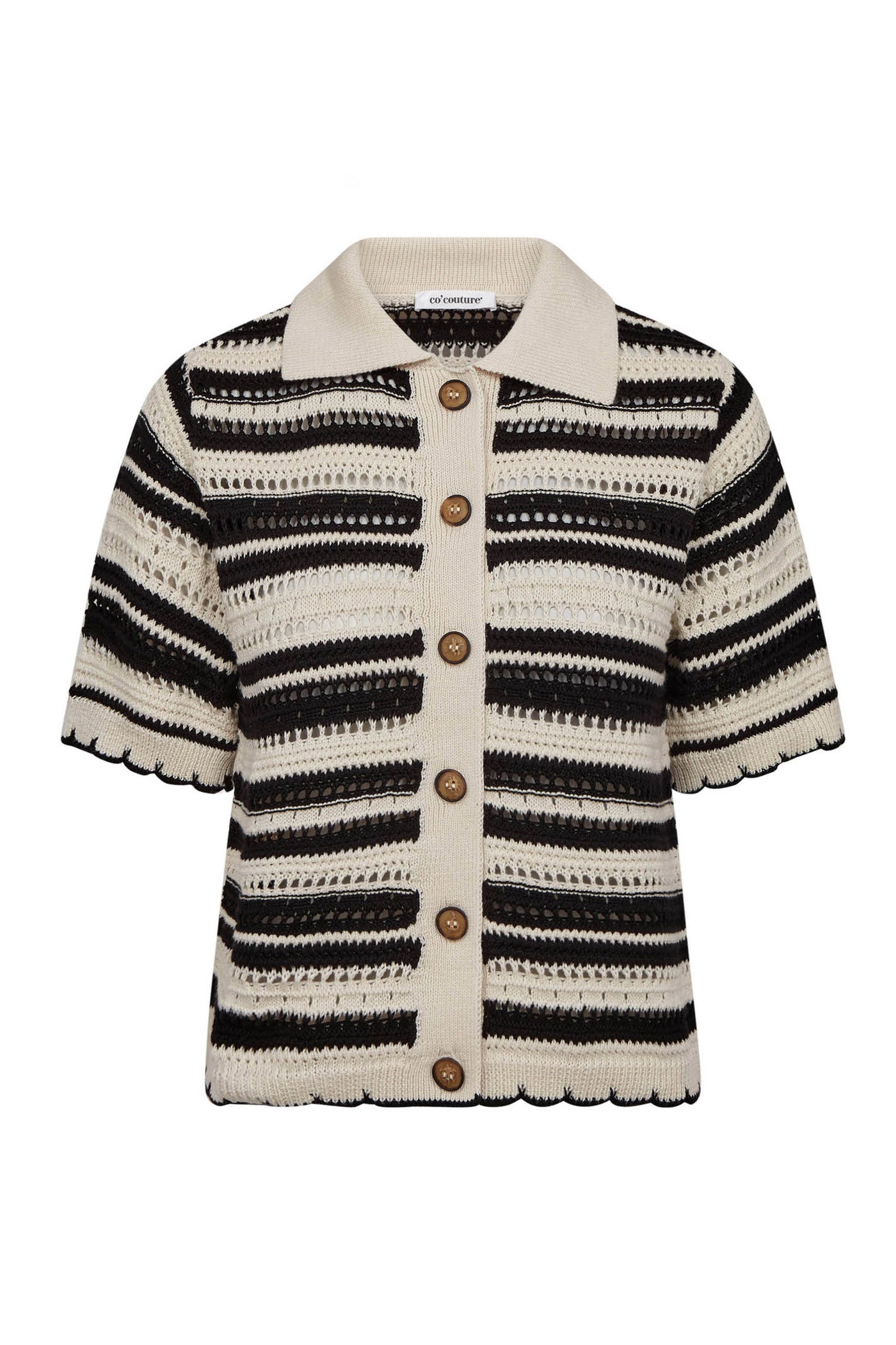 OdetteCC Stripe SS Cardigan 1196-OffWhite-B - 42017