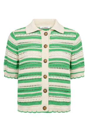 OdetteCC Stripe SS Cardigan 34-Green - 42017