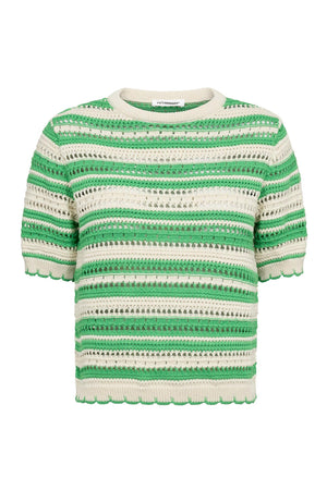 OdetteCC Stripe SS O-Knit 34-Green - 42018