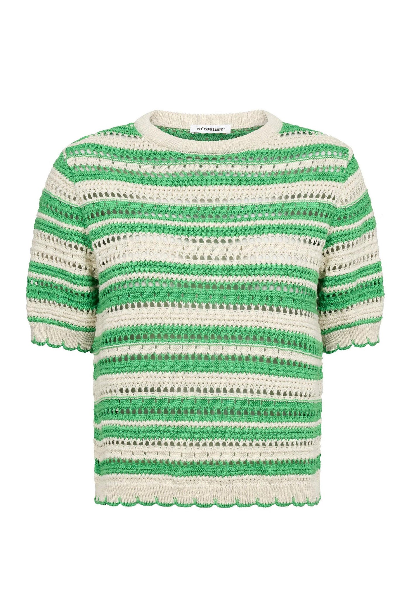 OdetteCC Stripe SS O-Knit 34-Green - 42018