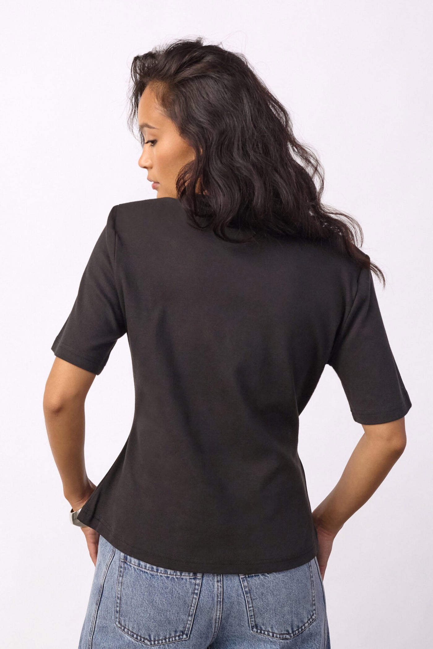 OrianeCC Pleat Tie Tee 65001-Black - 500096