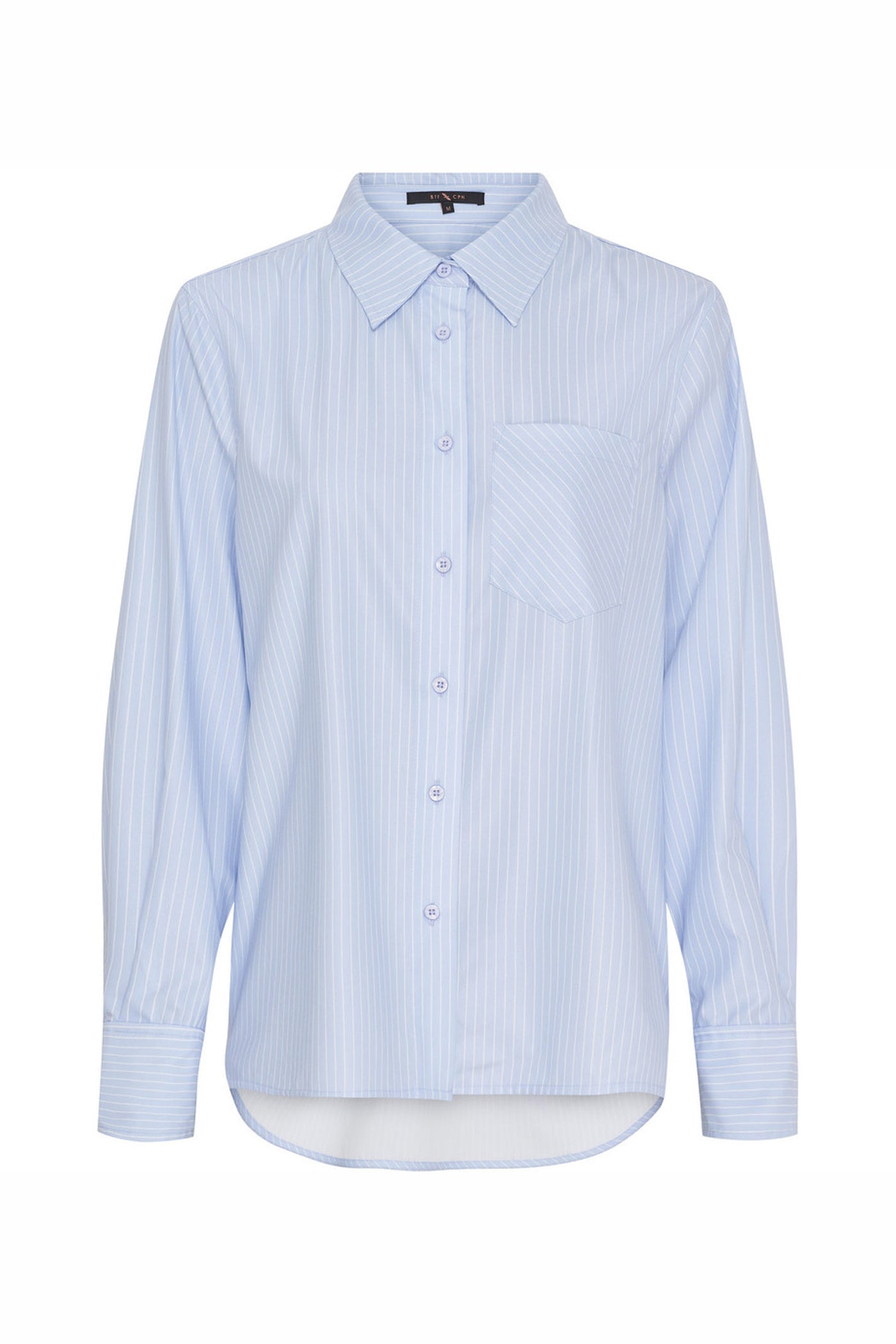 Oversized Bamboo Shirt w. Stri Light Blue Stripe - 500122-stripes