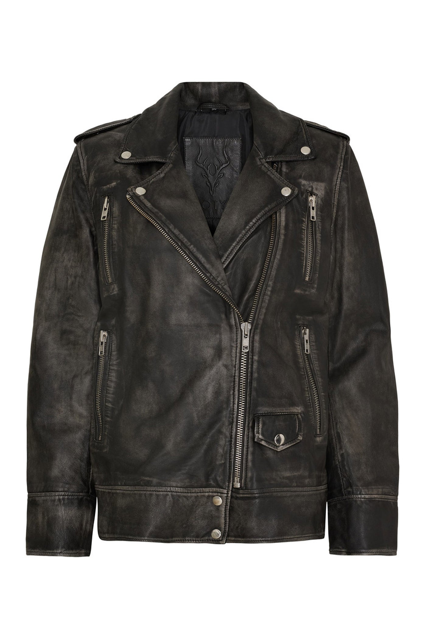 Oversized Biker Grey w. Silver acc. - 11297