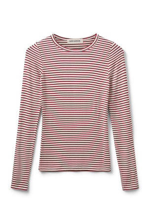 PETRICIASW STRIPE T-SHIRT LONG 4139 Red Striped - SNOS704