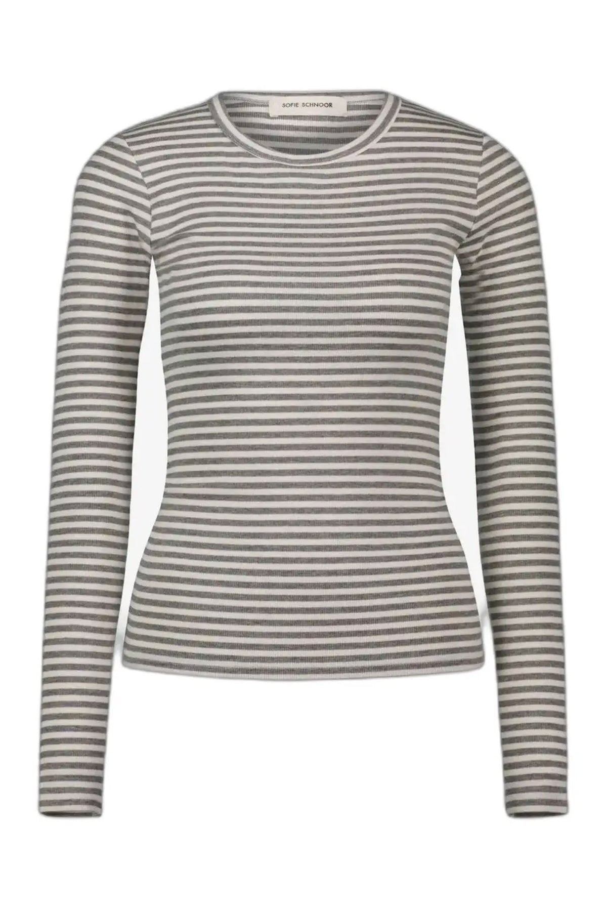 PETRICIASW STRIPE T-SHIRT LONG 8048 Grey Striped - SNOS704