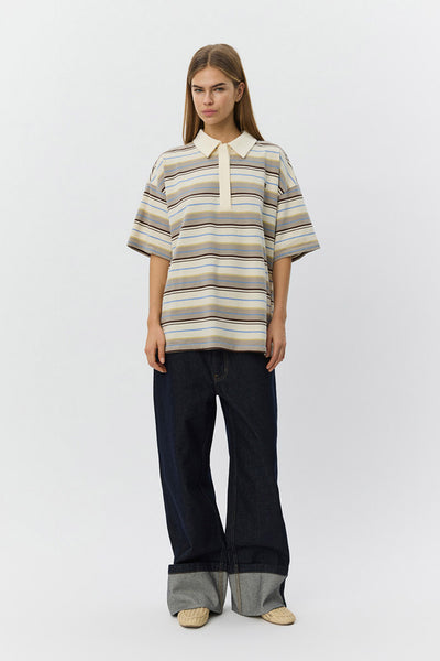 PILSW OVERSIZE STRIPED POLO SH 0140 Off White Striped - S261515 Thumbnail