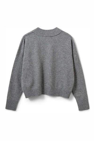 PORTIASW KNIT SWEATER 8000 Grey Melange - S261355 Thumbnail