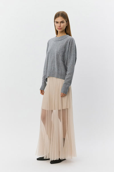 PORTIASW KNIT SWEATER 8000 Grey Melange - S261355 Thumbnail