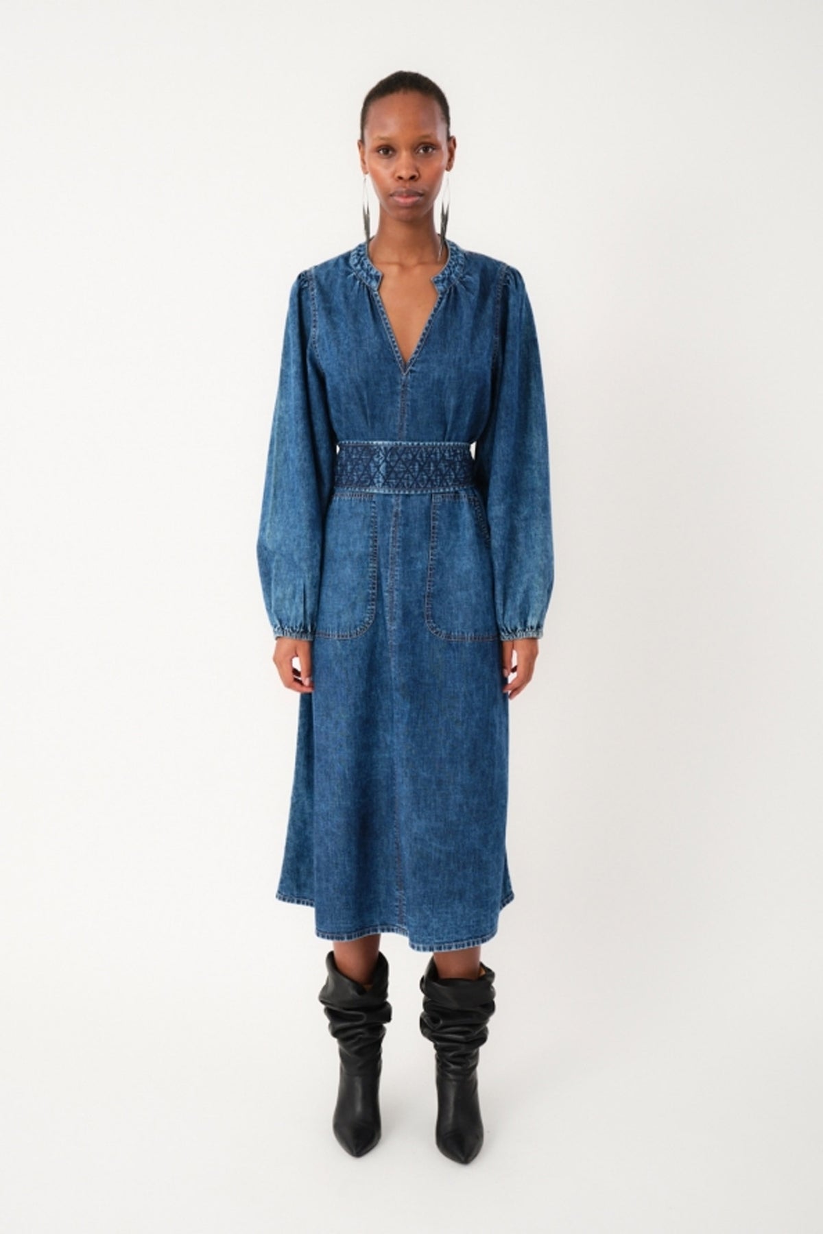 ParisLL Midi Dress LS 20 Blue - 25421-3027
