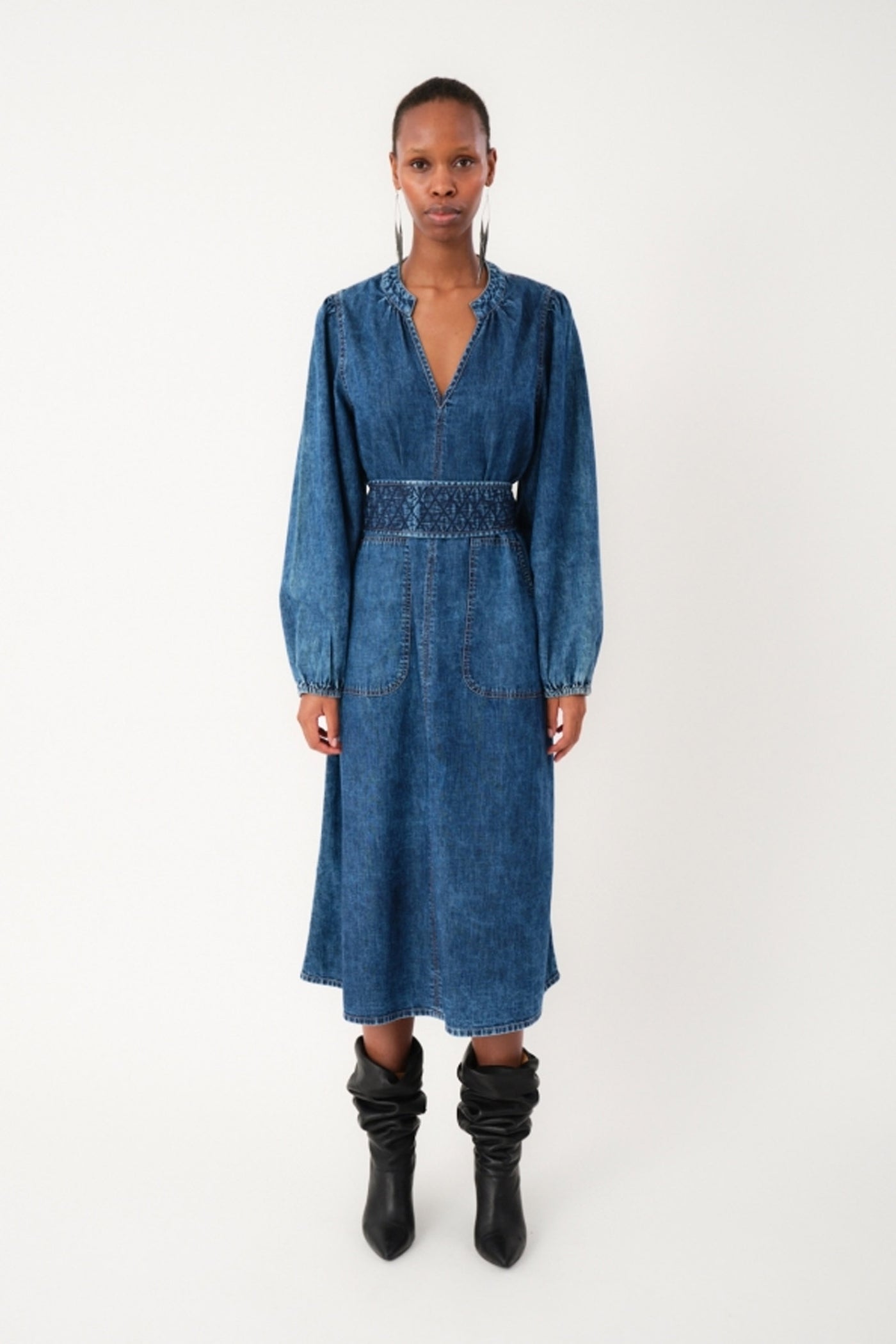 ParisLL Midi Dress LS 20 Blue - 25421-3027