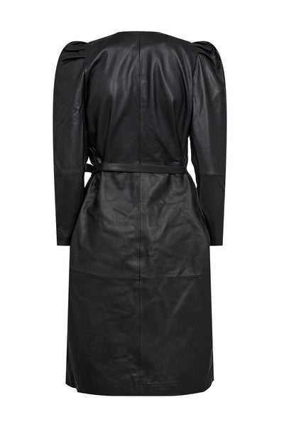 PhoebeCC Leather Wrap Dress Black - 36243 Thumbnail