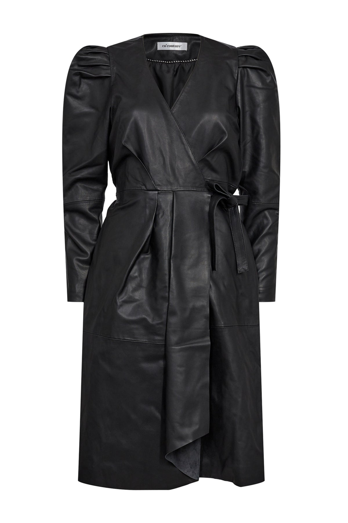 PhoebeCC Leather Wrap Dress Black - 36243