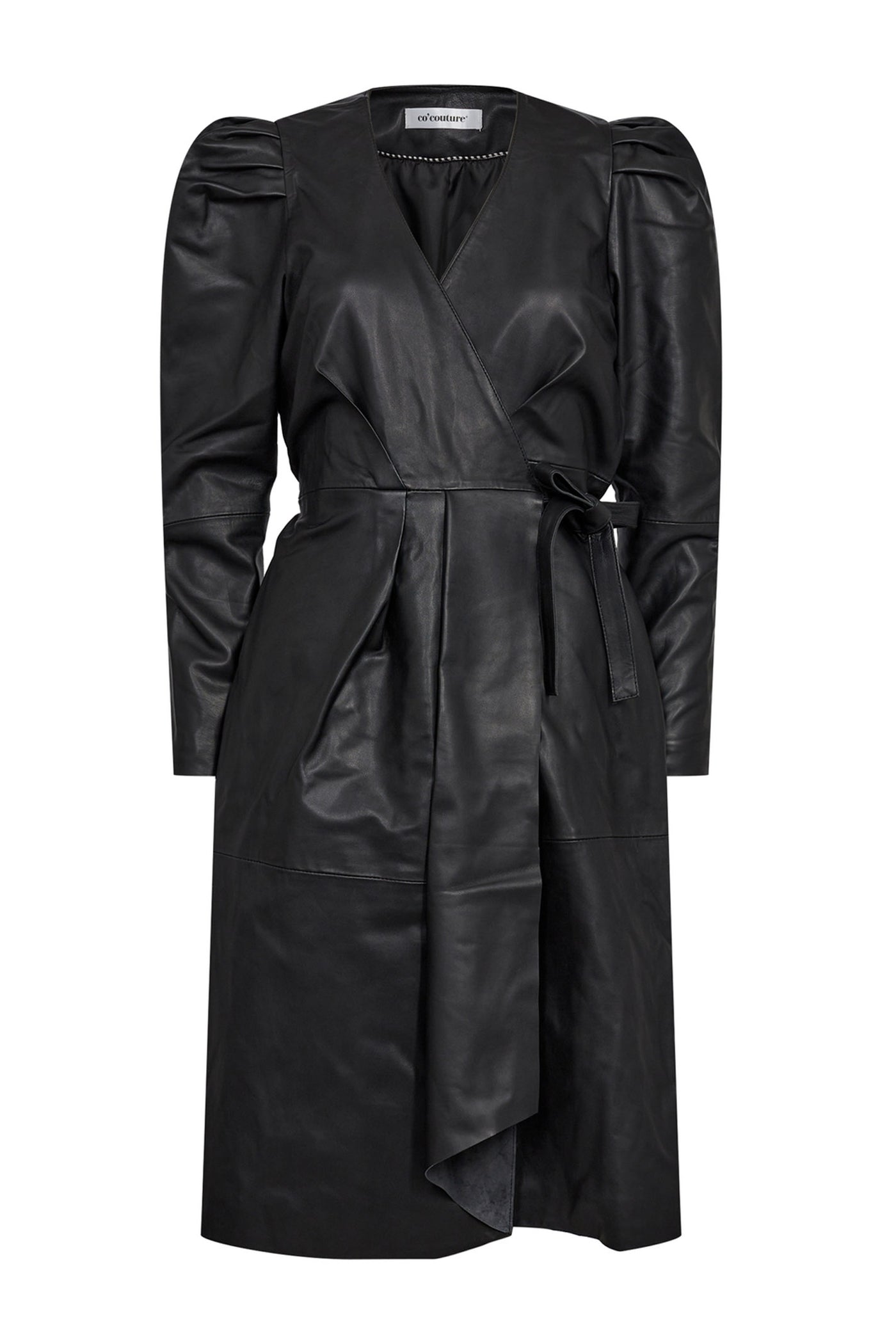 PhoebeCC Leather Wrap Dress Black - 36243