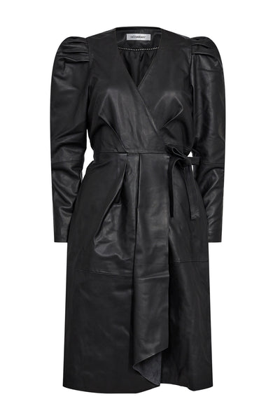 PhoebeCC Leather Wrap Dress Black - 36243 Thumbnail